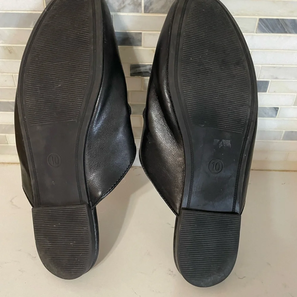 A New Day Black Slip on lounge flat slipper shoes faux gold chain accent size 11